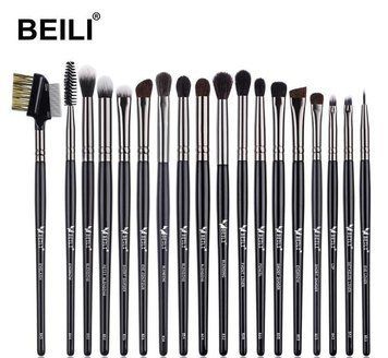 Професійні пензлі для макіяжу BEILI Black 18 одиниць, натуральний ворс S5161-BX-E18 S5161-BX-E18 фото