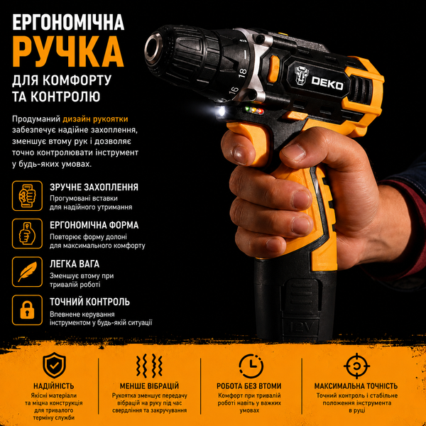Аккумуляторная дрель-шуруповерт DEKO DKCD12FU-S3 (кейс, 2 АКБ, комплект бит и сверл) S5002-DKCD12FU-S3 фото